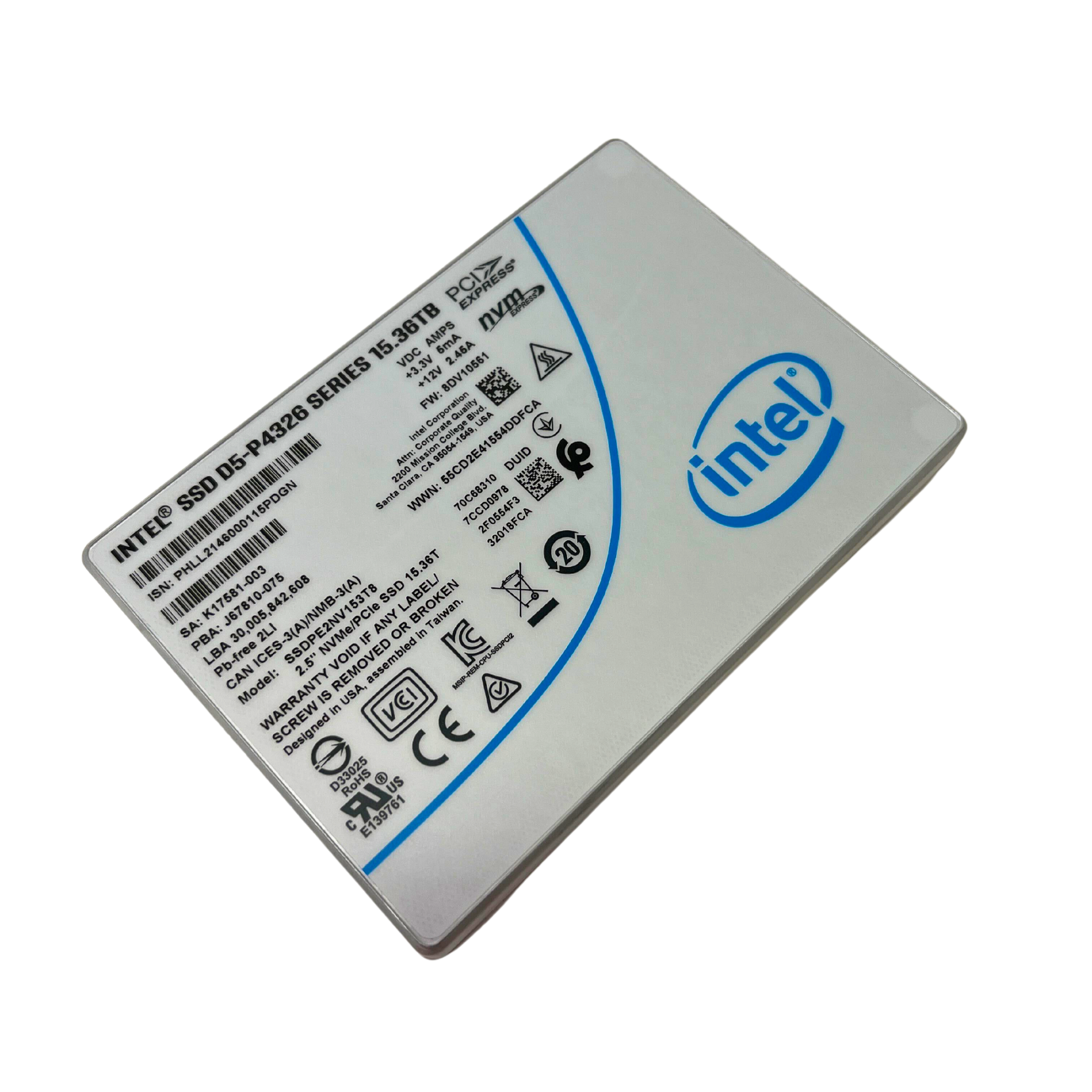 Intel  D5-P4326 Series 15.36TB  NVMe/PCIe 2.5